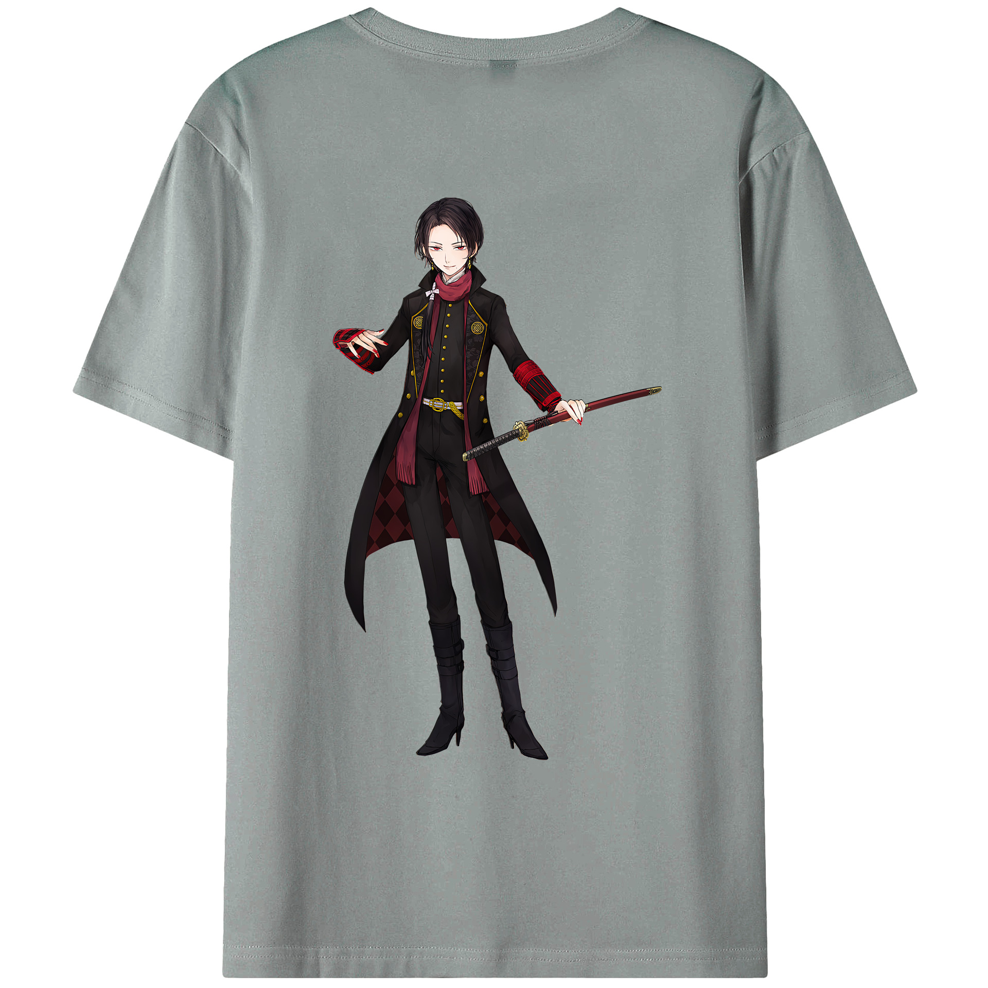 （画像用） 刀剣乱舞 Touken Ranbu 綿100％ メンズ半袖Tシャツ（バックプリント） 通気性
